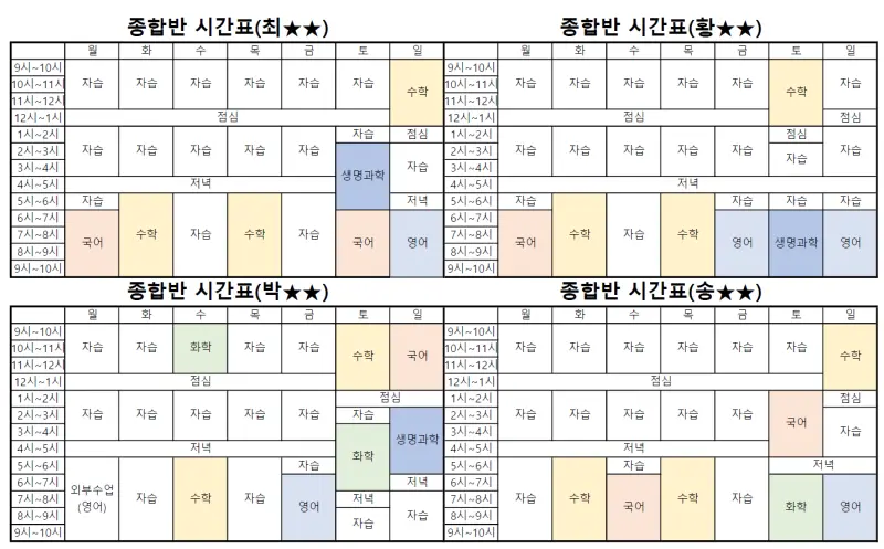 자습시간 대부분은 학교등교시간대임