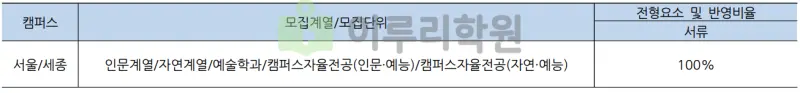 출처 : 2024학년도 홍익대학교 신입학생 입학전형 시행계획