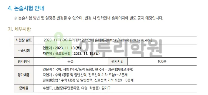 출처 : 성균관대학교 입학처 중 수시 입학전형