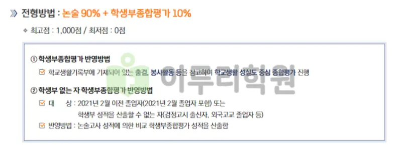 출처 : 한양대학교 입학처 수시전형 중 논술전형