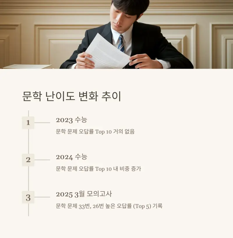 수능 국어 문학 난이도에 따른 오답률 변화