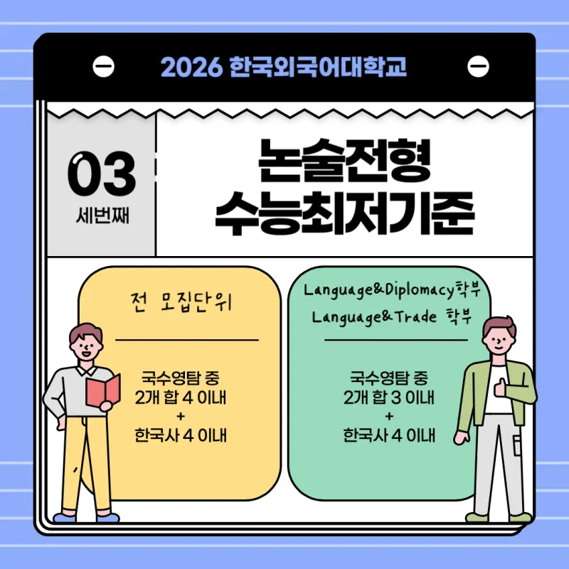 [2026 한국외국어대학교 논술전형] 한국외대 논술 일정, 경쟁률, 수능 최저기준과 기출문제까지 완벽정리!