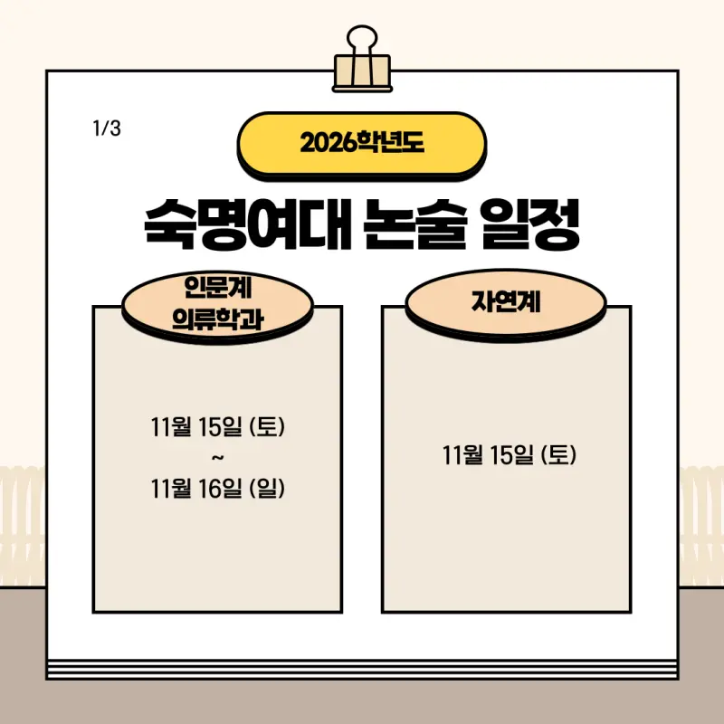 [2026 숙명여자대학교 논술전형] 숙명여대(숙대) 논술 일정, 출제유형, 경쟁률, 수능 최저, 기출문제까지!