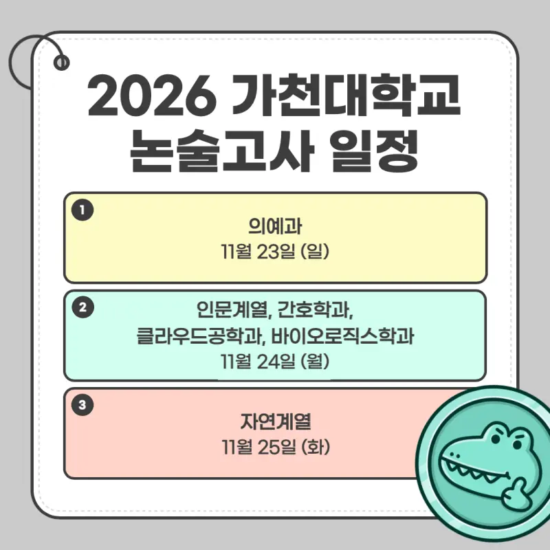 [2026 가천대학교 논술전형] 가천대 논술 일정, 경쟁률, 수능 최저, 기출문제까지!