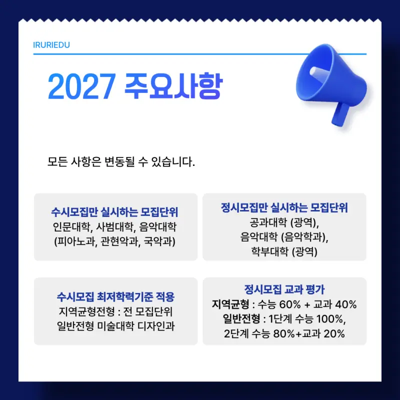 서울대 주요 변경 사항