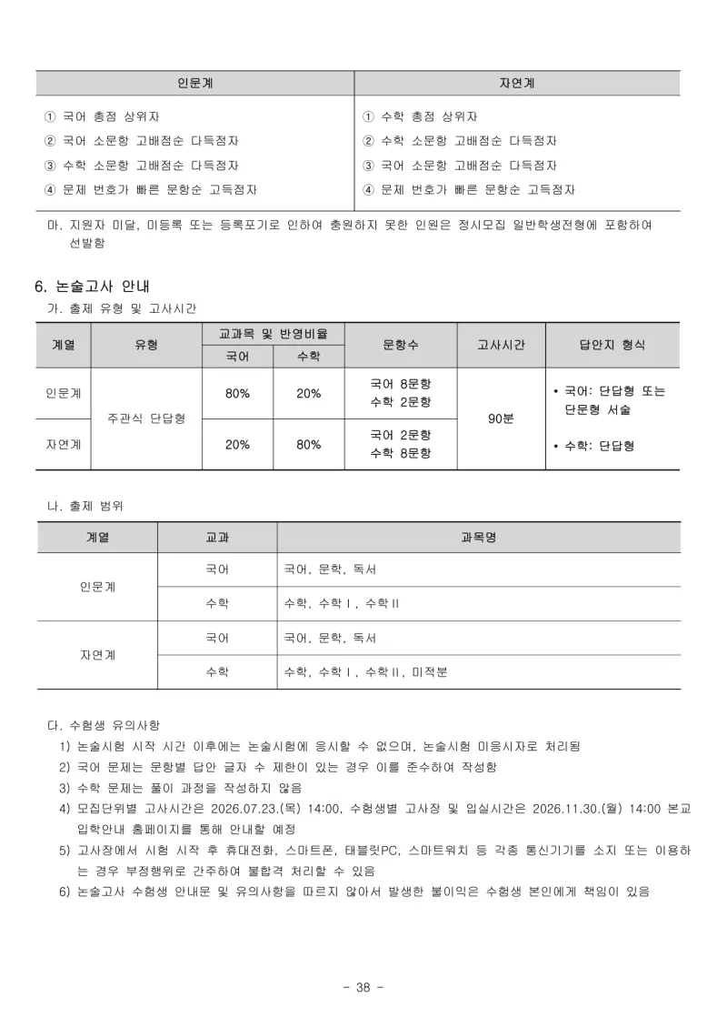 2027 국민대학교(국민대) 약술논술(약술국어, 약술수학) 모집요강 및 출제 특성 - 대치동 이루리학원 본문 이미지 6