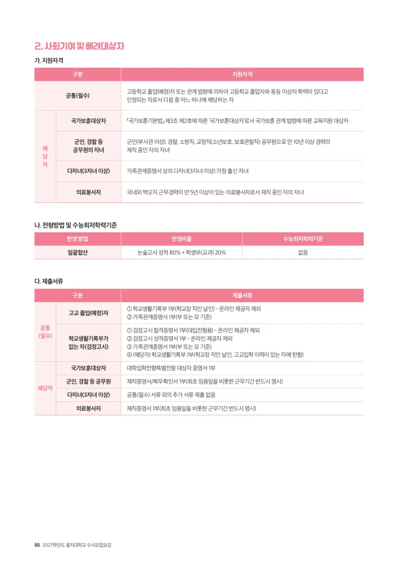 2027 을지대학교(을지대) 논술전형 약술논술(약술국어, 약술수학) 모집요강 및 출제 특성 - 대치동 논술학원 본문 이미지 2