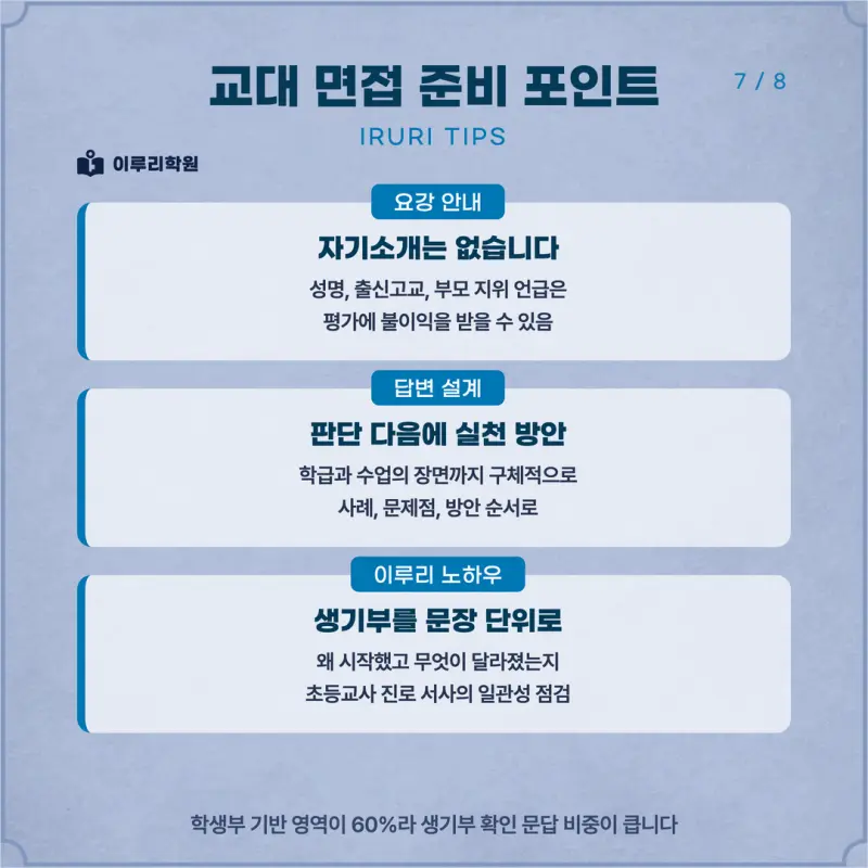 [대치동 학종] 서울교육대학교(서울교대) 학생부종합 면접 일정, 스타일, 출제유형, 꿀팁 분석 - 이루리학원 본문 이미지 7