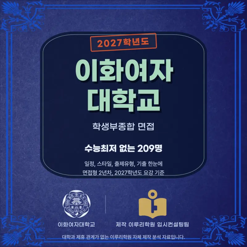 [대치동 학종] 이화여자대학교(이대) 학생부종합 면접 일정, 스타일, 출제유형, 꿀팁 분석 - 대치동 면접 컨설팅 학원 본문 이미지 1