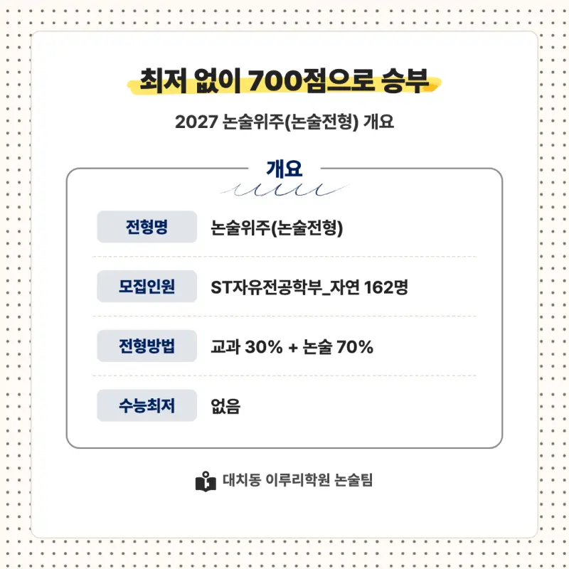 2027 서울과학기술대학교(서울과기대) 대입논술(수리논술) 모집요강, 일정, 유형특성, 출제경향, 경쟁률, 인원, 입결 - 대치동 이루리학원 본문 이미지 2