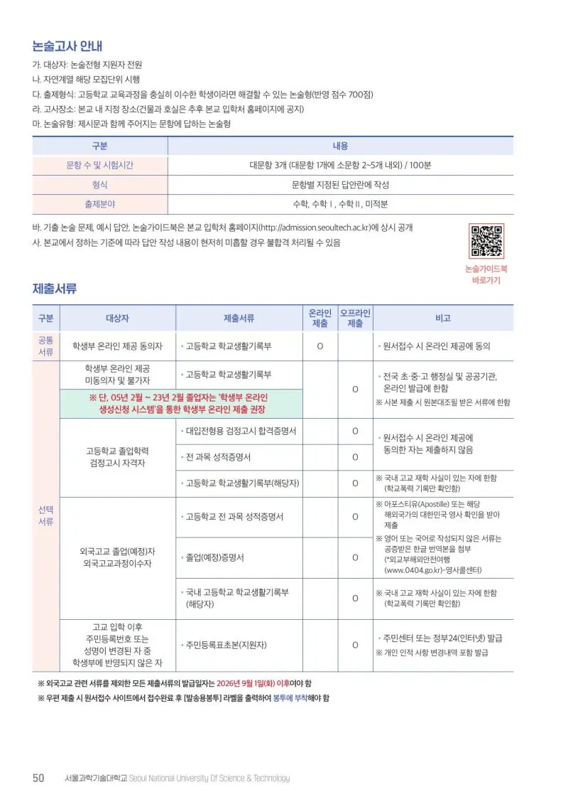 2027 서울과학기술대학교(서울과기대) 대입논술(수리논술) 모집요강, 일정, 유형특성, 출제경향, 경쟁률, 인원, 입결 - 대치동 이루리학원 본문 이미지 6
