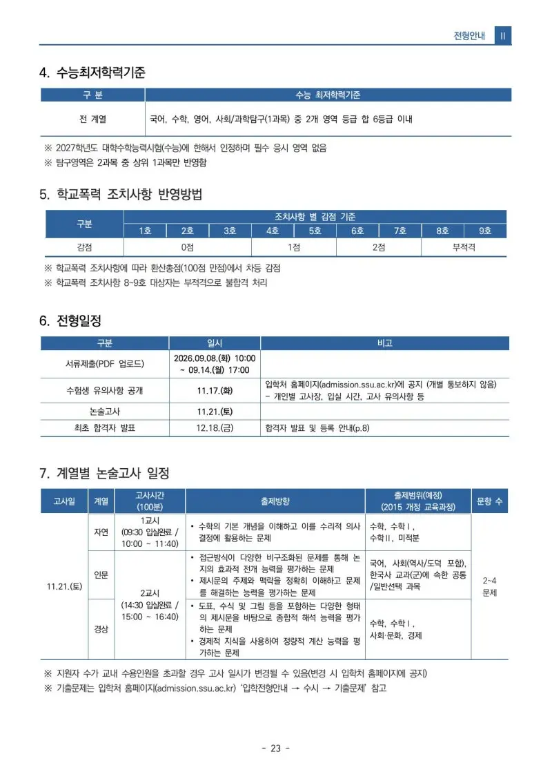 2027 숭실대학교(숭실대) 대입논술(수리논술) 모집요강, 일정, 유형특성, 출제경향, 경쟁률, 인원, 입결 - 대치동 논술학원 본문 이미지 5