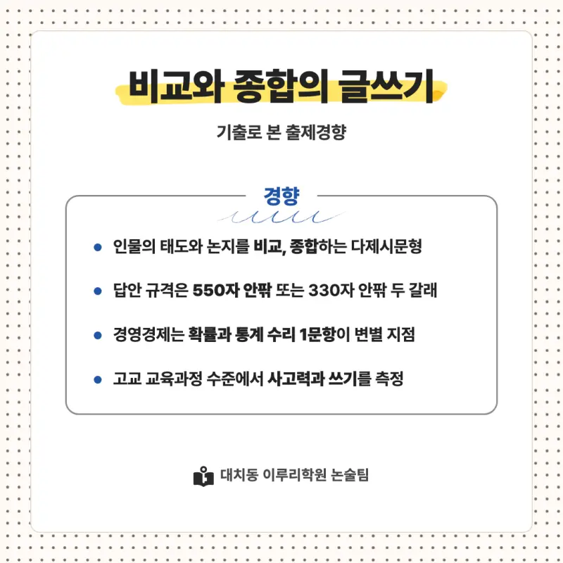 2027 중앙대학교(중앙대) 대입논술(인문논술) 모집요강, 일정, 유형특성, 출제경향, 경쟁률, 인원, 입결 - 대치동 인문논술 학원 본문 이미지 7