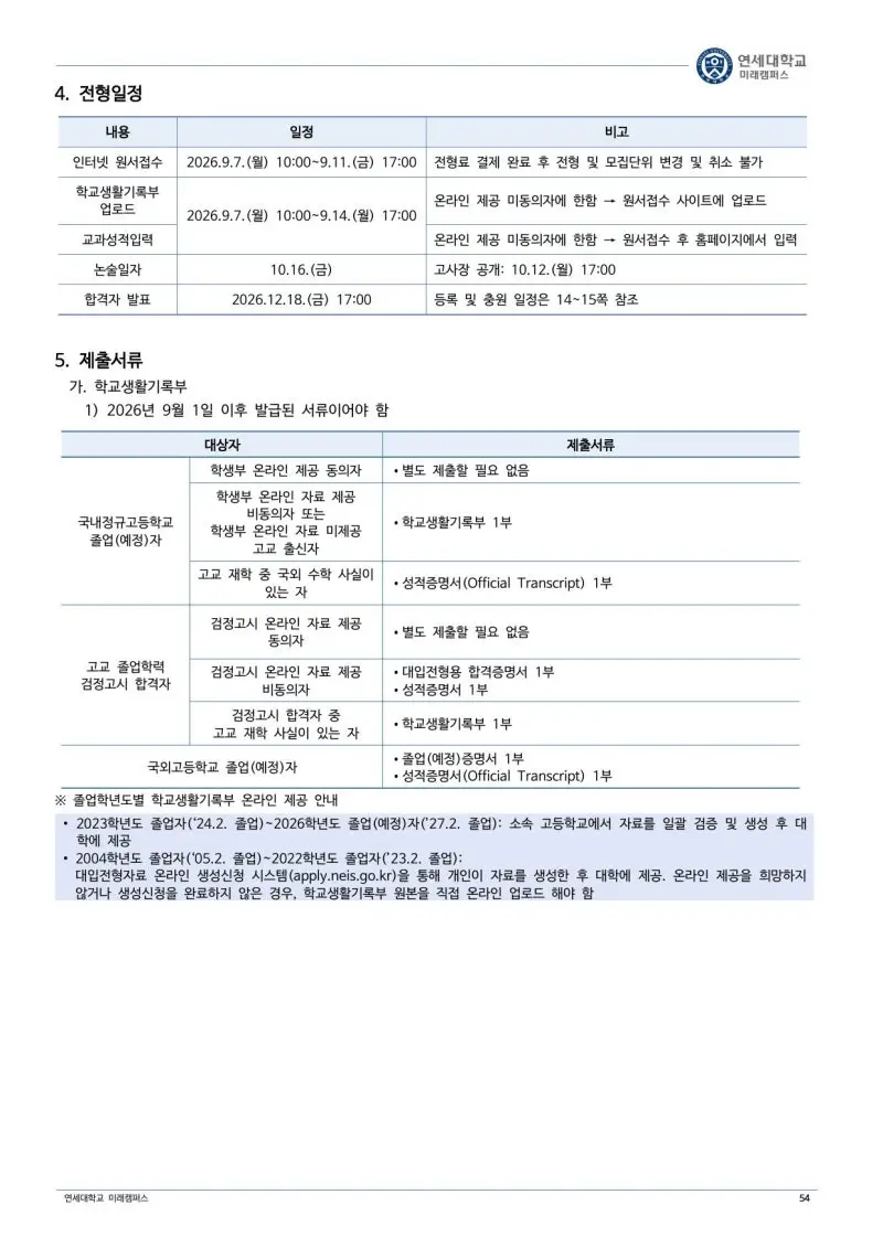 2027 연세대학교 미래캠퍼스(연세대 미래) 대입논술(수리논술) 모집요강, 일정, 유형특성, 출제경향, 경쟁률, 인원, 입결 - 대치동 논술학원 본문 이미지 5