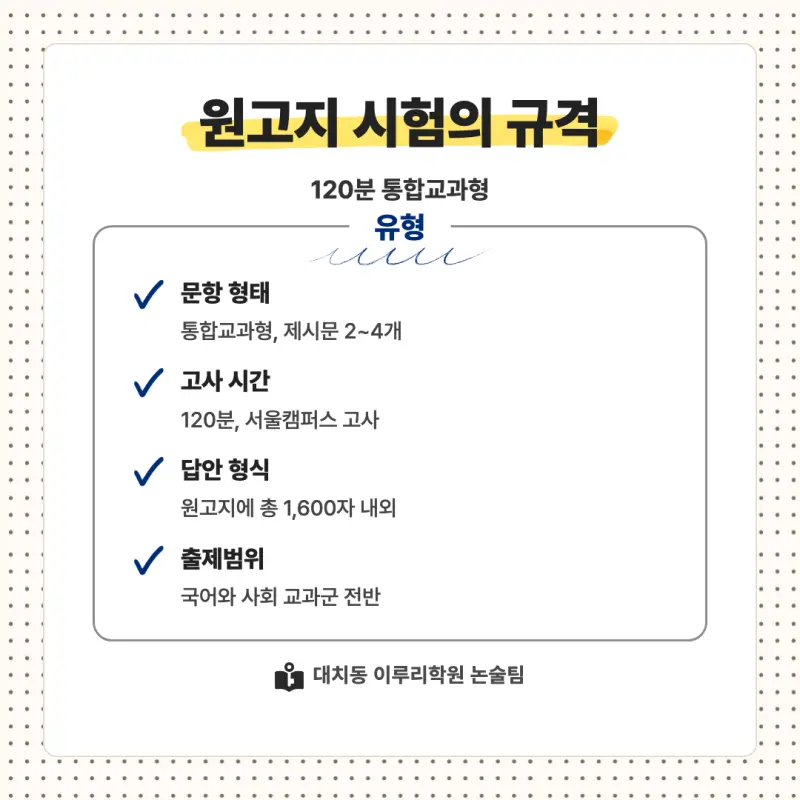 2027 홍익대학교(홍대) 대입논술(인문논술) 모집요강, 일정, 유형특성, 출제경향, 경쟁률, 인원, 입결 - 대치동 논술 학원 본문 이미지 5