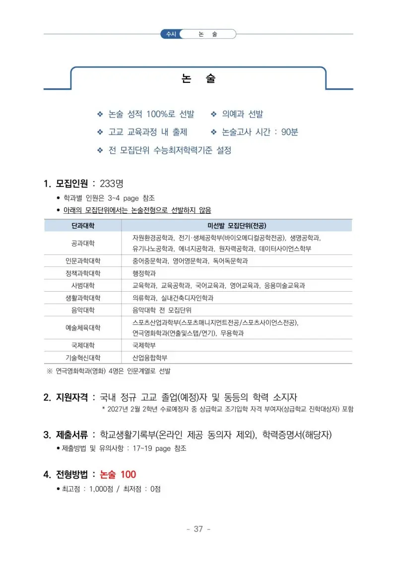 2027 한양대학교(한대) 대입논술(인문논술) 모집요강, 일정, 유형특성, 출제경향, 경쟁률, 인원, 입결 - 대치동 논술학원 본문 이미지 3