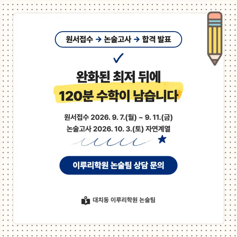 2027 홍익대학교(홍대) 대입논술(수리논술) 모집요강, 일정, 유형특성, 출제경향, 경쟁률, 인원, 입결 - 대치동 논술학원 본문 이미지 9