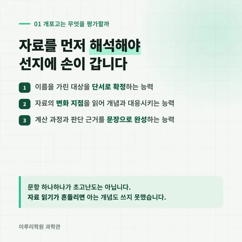[대치동] 2026 개포고 통합과학1 중간고사 분석 - 이루리학원 본문 이미지 2