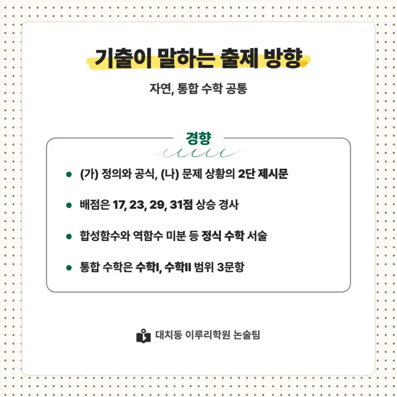 2027 건국대학교(건국대) 대입논술(수리논술) 모집요강, 일정, 유형특성, 출제경향, 경쟁률, 인원, 입결 - 대치동 논술 대비학원 본문 이미지 6