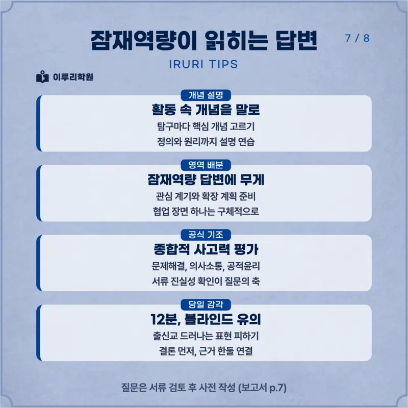 [대치동 학종] 서울시립대학교(시립대) 학생부종합 면접 일정, 스타일, 출제유형, 꿀팁 분석 - 대치동 면접 대비 학원 본문 이미지 7