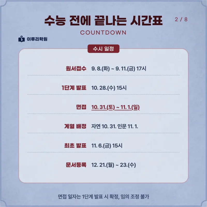 [대치동 학종] 광운대학교(광운대) 학생부종합 면접 일정, 스타일, 출제유형, 꿀팁 분석 - 대치동 면접 대비 학원 본문 이미지 2