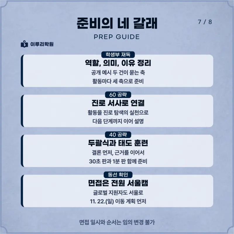 [대치동 학종] 한국외국어대학교(한국외대) 학생부종합 면접 일정, 스타일, 출제유형, 꿀팁 분석 - 대치 면접대비학원 본문 이미지 7