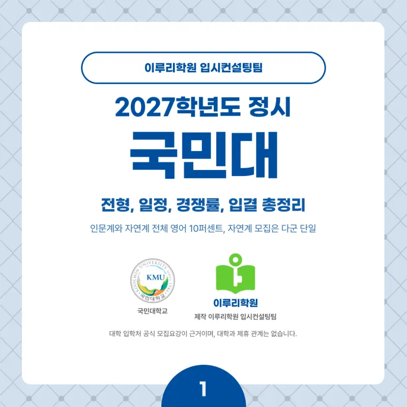 2027 국민대 정시전형, 일정, 경쟁률, 입결, 변경사항, 반영비율, 모집인원 본문 이미지 1