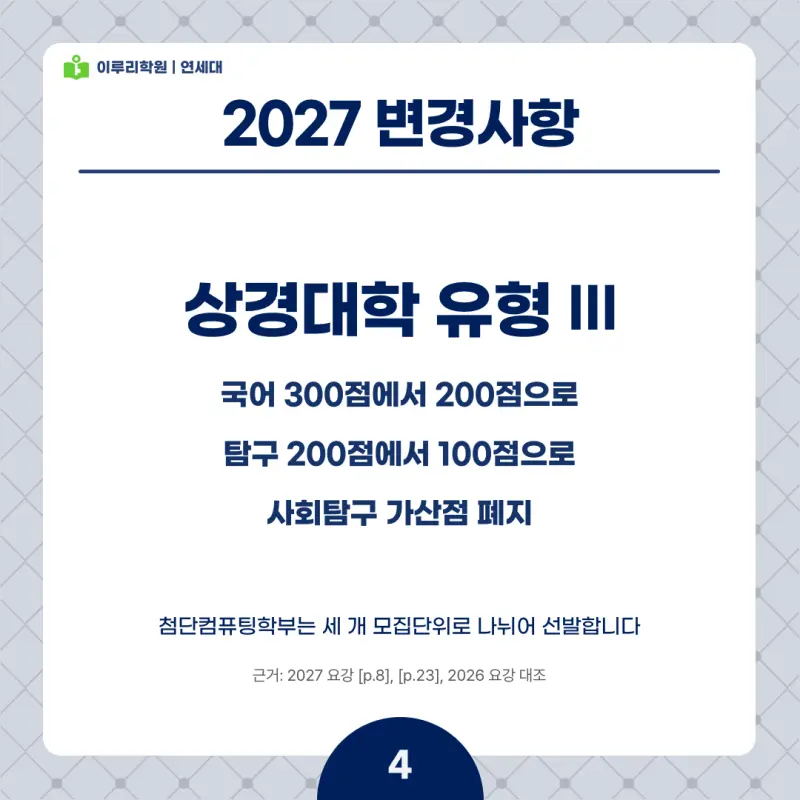 2027 연세대(연대) 정시전형, 일정, 경쟁률, 입결, 변경사항, 반영비율, 모집인원 본문 이미지 4