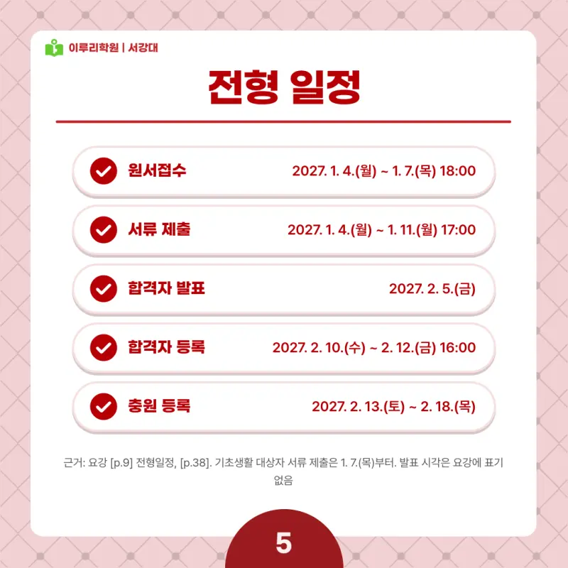 2027 서강대 정시전형, 일정, 경쟁률, 입결, 변경사항, 반영비율, 모집인원 본문 이미지 5