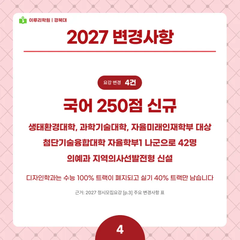 2027 경북대 정시전형, 일정, 경쟁률, 입결, 변경사항, 반영비율, 모집인원 본문 이미지 4