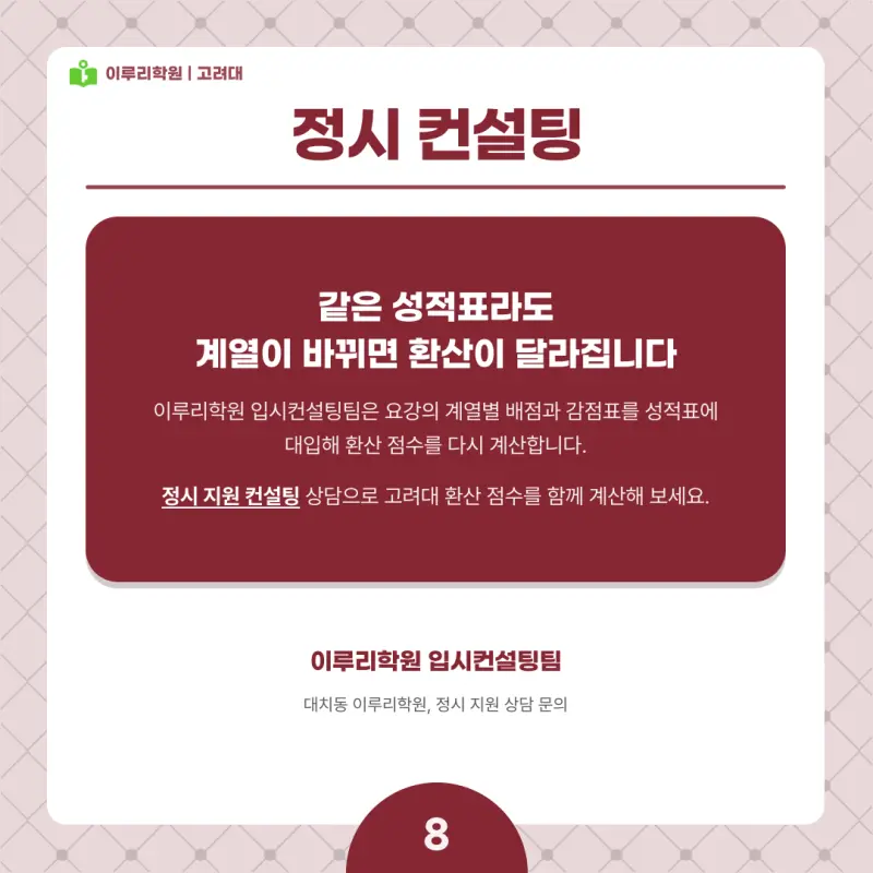 2027 고려대(고대) 정시전형, 일정, 경쟁률, 입결, 변경사항, 반영비율, 모집인원 본문 이미지 8