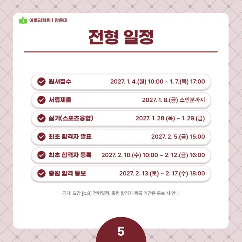2027 광운대 정시전형, 일정, 경쟁률, 입결, 변경사항, 반영비율, 모집인원 본문 이미지 5