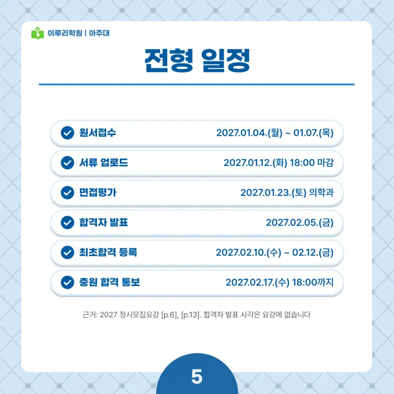 2027 아주대 정시전형, 일정, 경쟁률, 입결, 변경사항, 반영비율, 모집인원 본문 이미지 5