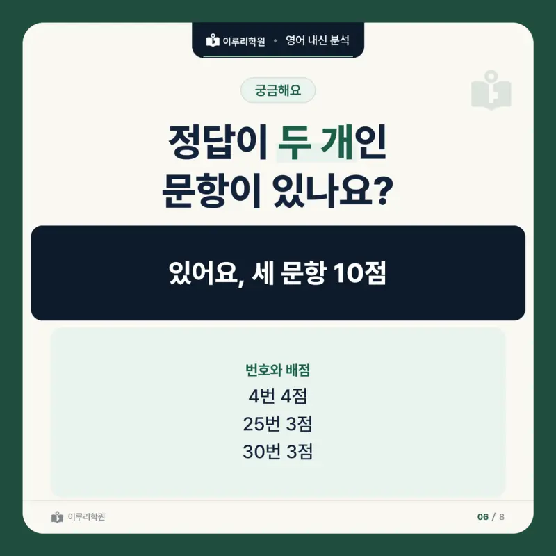 [대치동 영어학원] 구룡중 영어 내신 분석 및 대비 방법 - 3학년 2학기 중간고사 영어 33문항 뜯어보기와 기말고사 대비 본문 이미지 7