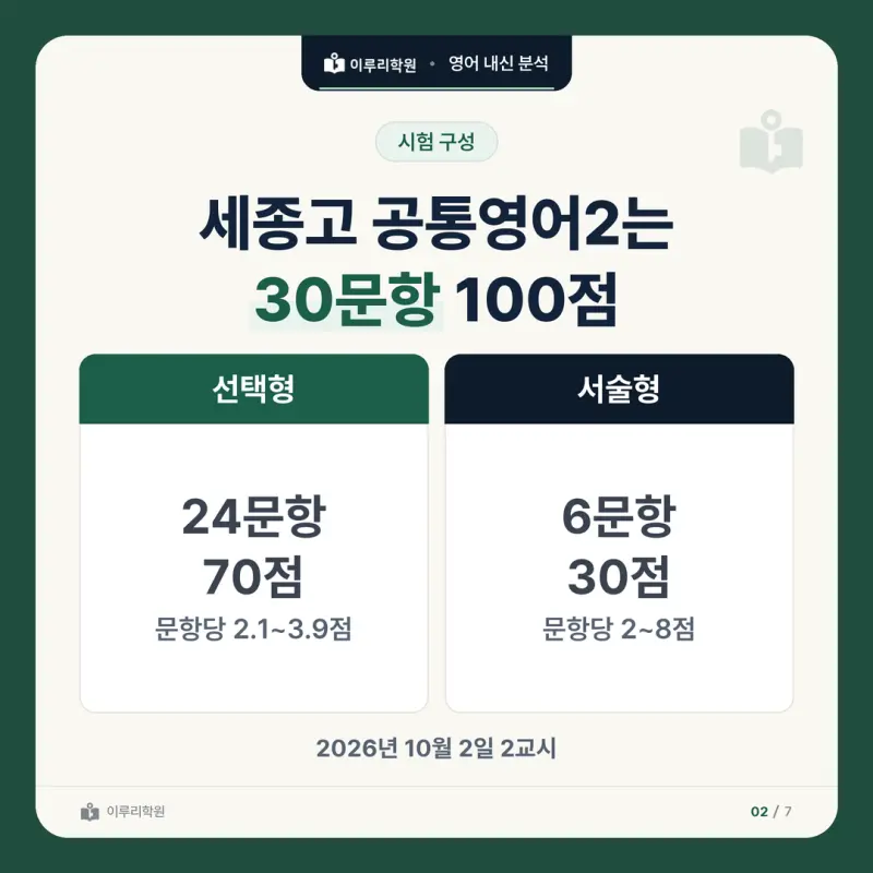 [대치동 영어학원] 세종고 영어 내신 분석 및 대비 방법 - 1학년 2학기 중간고사 공통영어2 30문항 뜯어보기와 기말고사 대비 본문 이미지 2