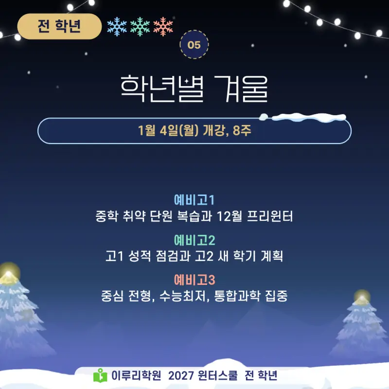 대치동 윈터스쿨 2027, 진단고사에서 시작하는 이루리학원 겨울방학 특강 본문 이미지 6