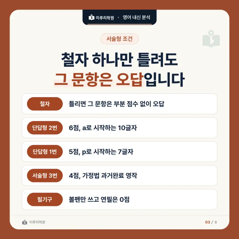 [대치동 영어학원] 배명고 영어 내신 분석 및 대비 방법 - 1학년 2학기 중간고사 파트별 출제 비율과 공부법 본문 이미지 3