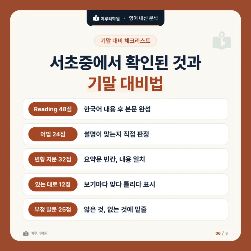 [대치 영어학원] 서초중 영어 내신 분석과 대비 방법 본문 이미지 6